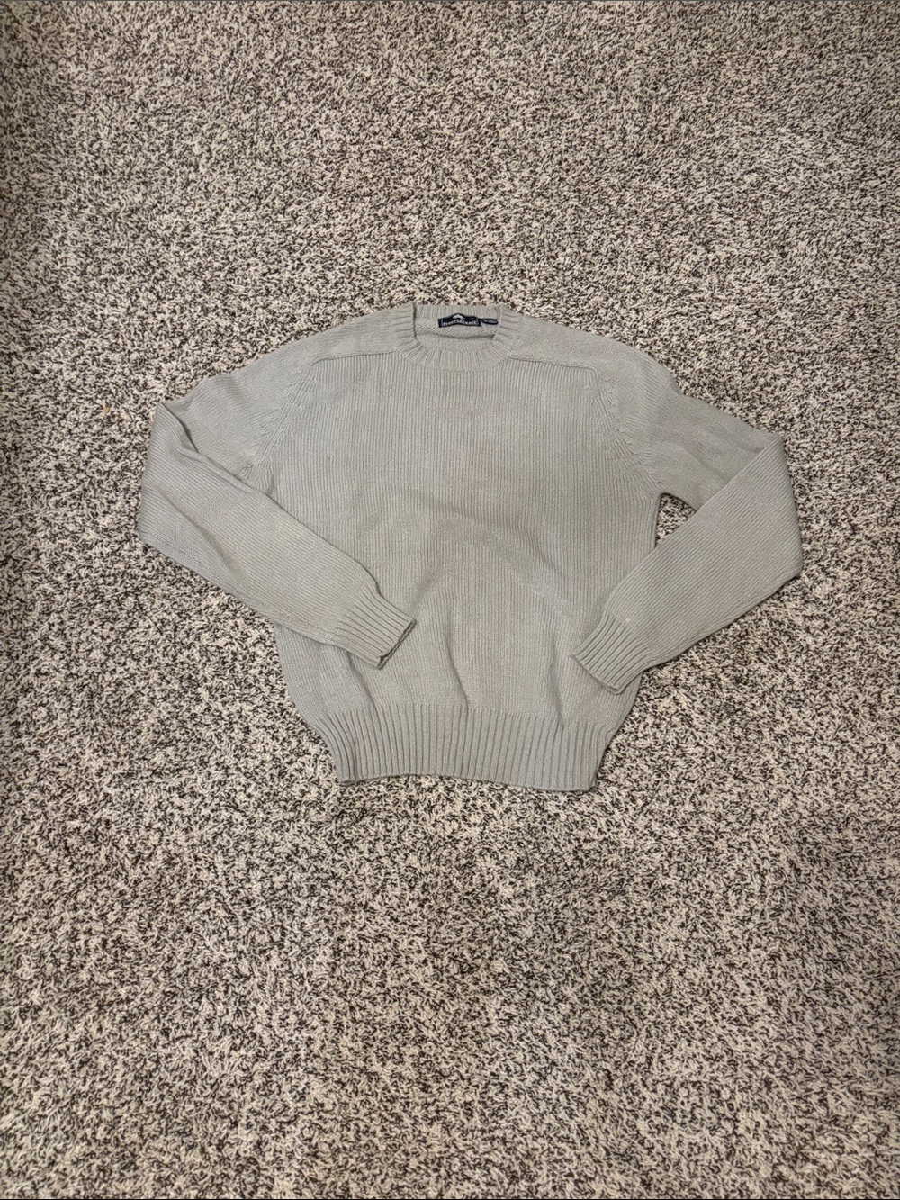 Women's Light Gray Crewneck Sweater - Classic Knit Wool Blend Vintage